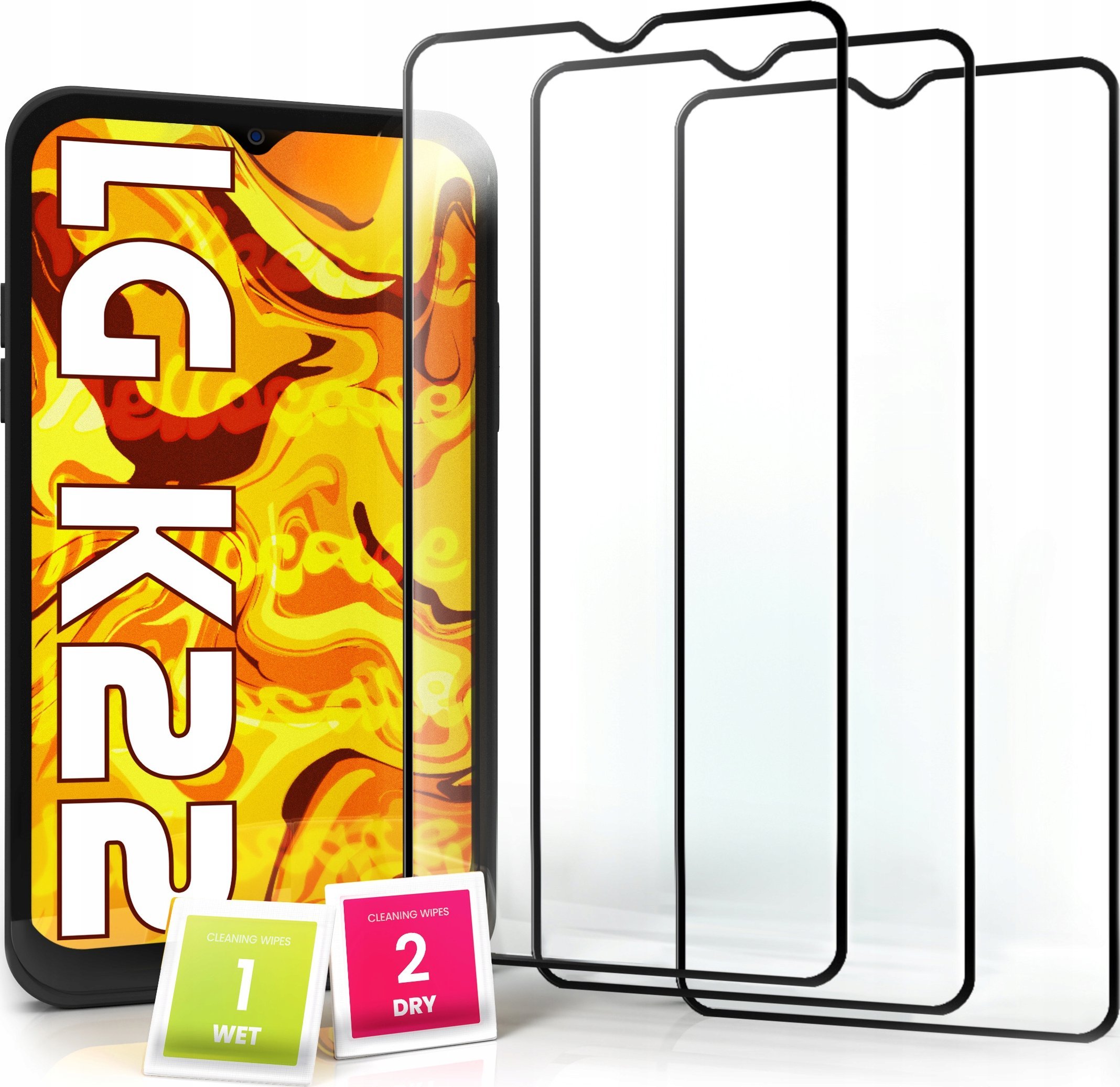 Hello Case 3-pak SZKŁO HARTOWANE DO LG K22 na cały ekran 9H ochronne 5D