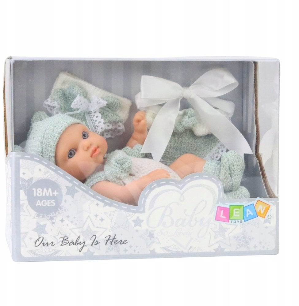 Lalka Bobas Niemowlak Szare Ubranko Czapeczka Śliniaczek 18 cm