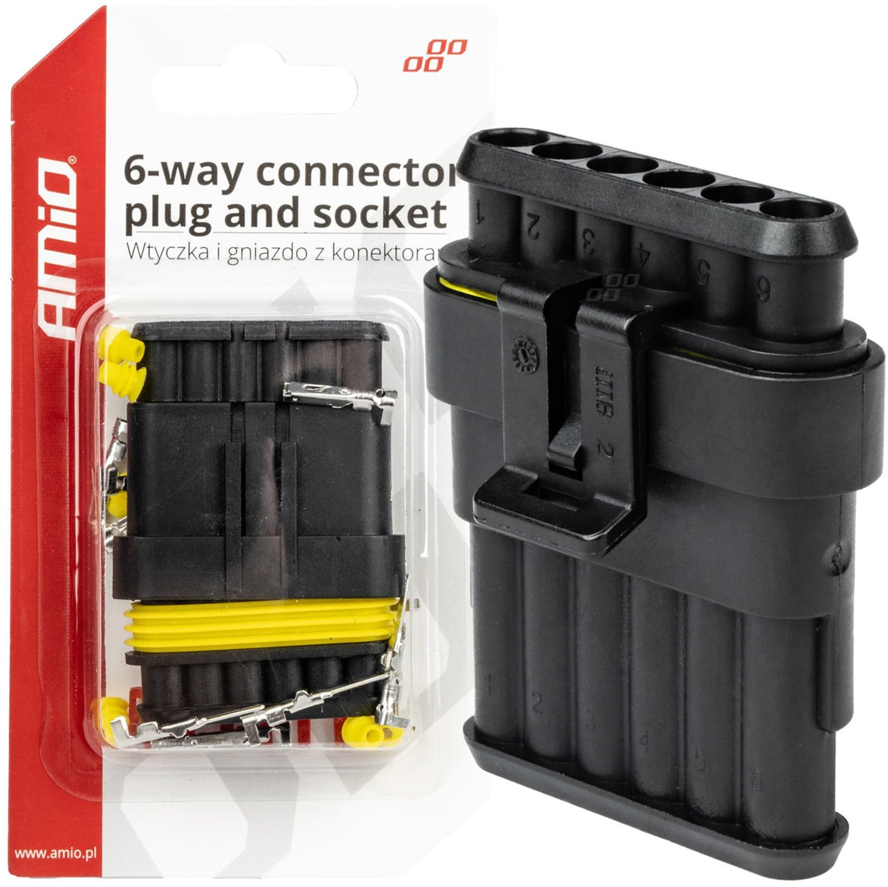 Kostka wtyk złącze hermetyczne superseal 6 pin amio-03522