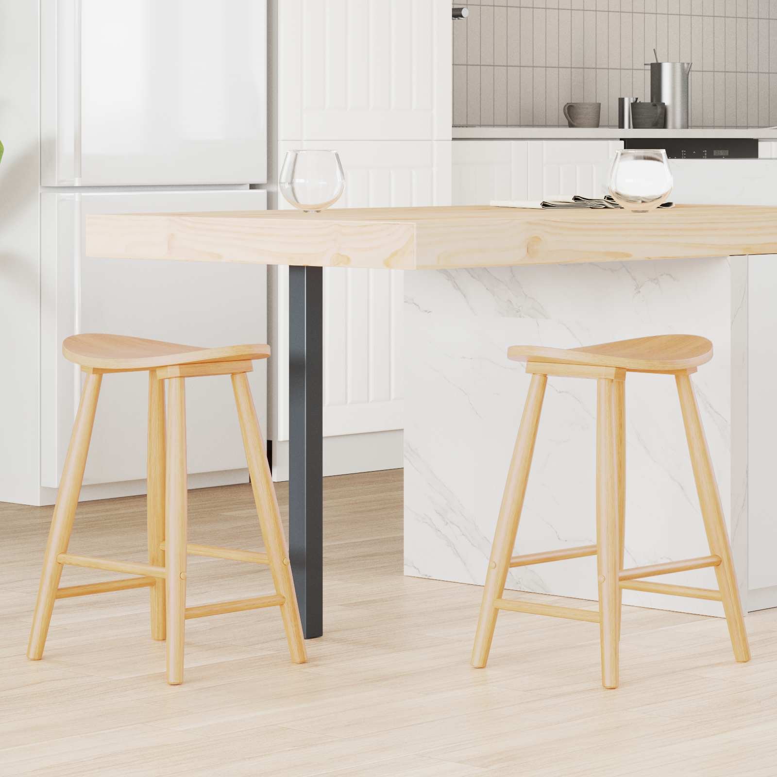 vidaXL Krzesła jadalne 2 pcs 46 x 37 x 63 cm Drewno Gumowe