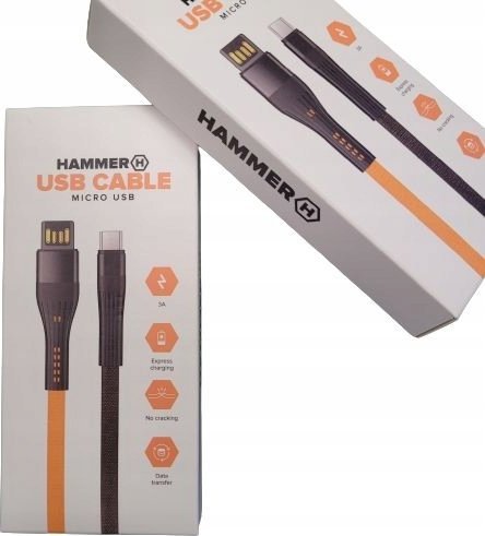 Kabel USB Hammer USB-A - microUSB 1.2 m Pomarańczowy