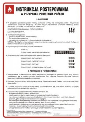 Instrukcja postępowania w przypadku powstania pożaru