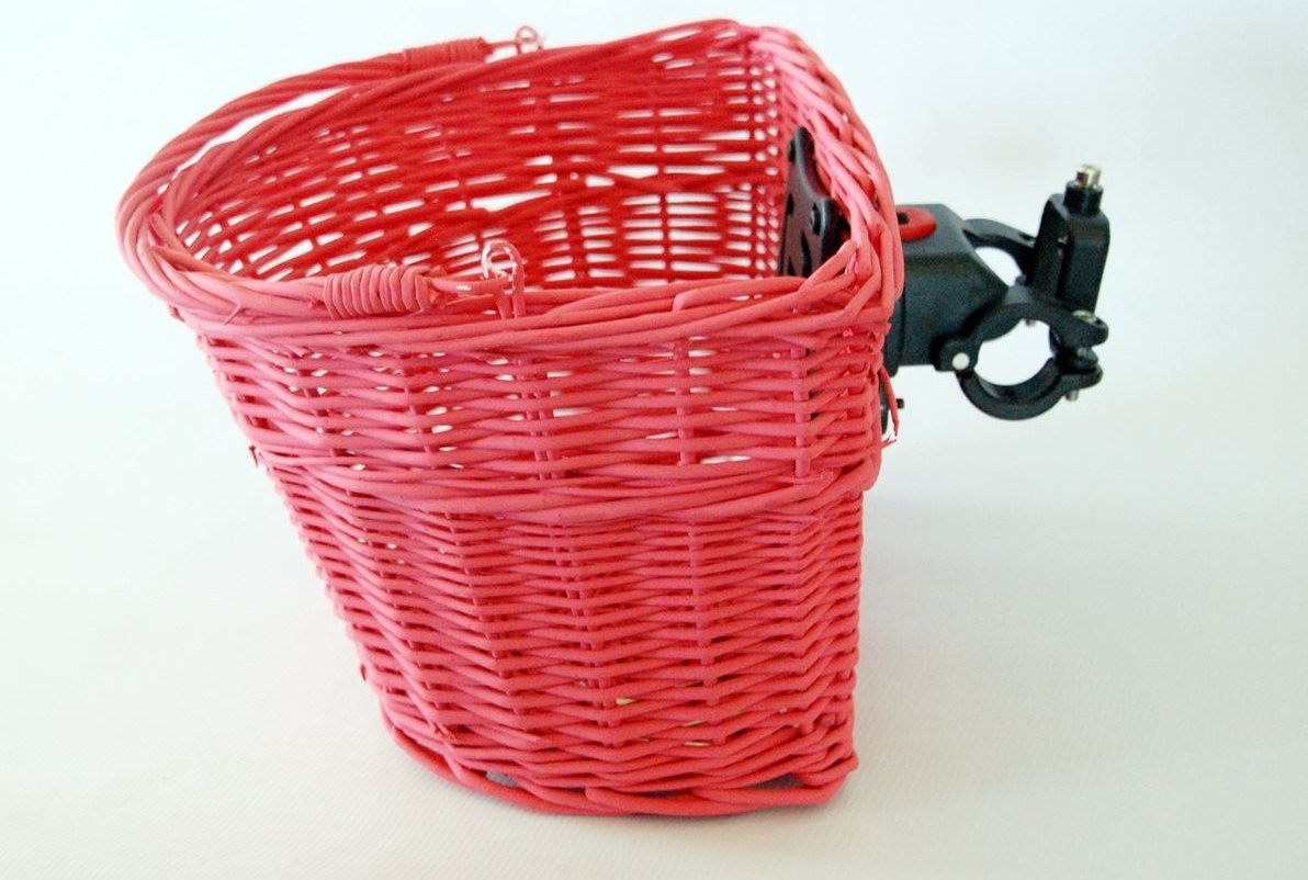 Kosz rowerowy Wiklina na przód czerwony CLICK