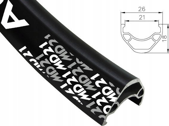 Alexrims Obręcz mtb ALEXRIMS MD21 26"x32otw. Tubeless Ready H.tarczowy kapslowana czarna (NEW)