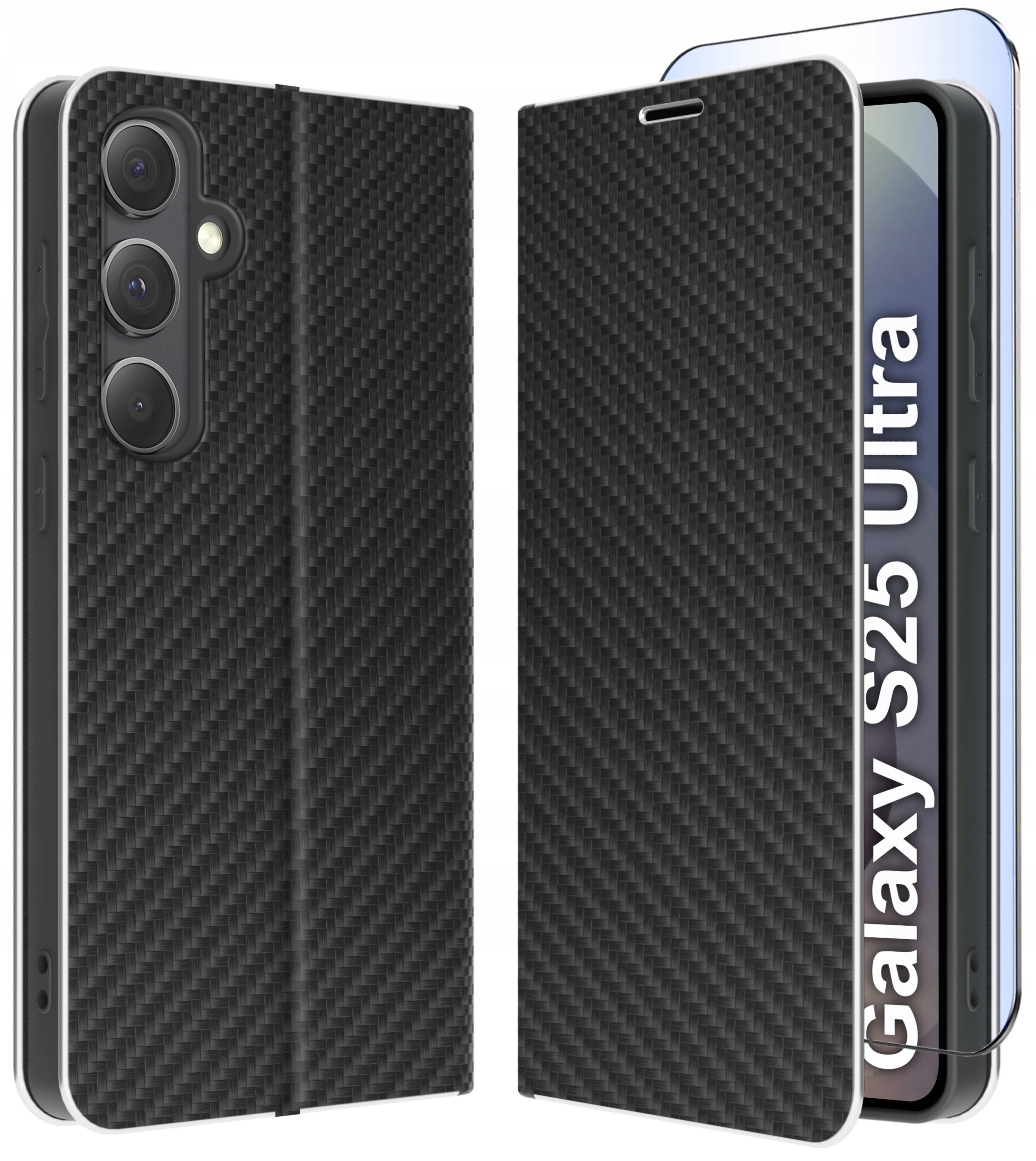 ETUI do Samsung S25 Ultra | CARBON PORTFEL BOOK TOKRA CASE CLASSIC + SZKŁO