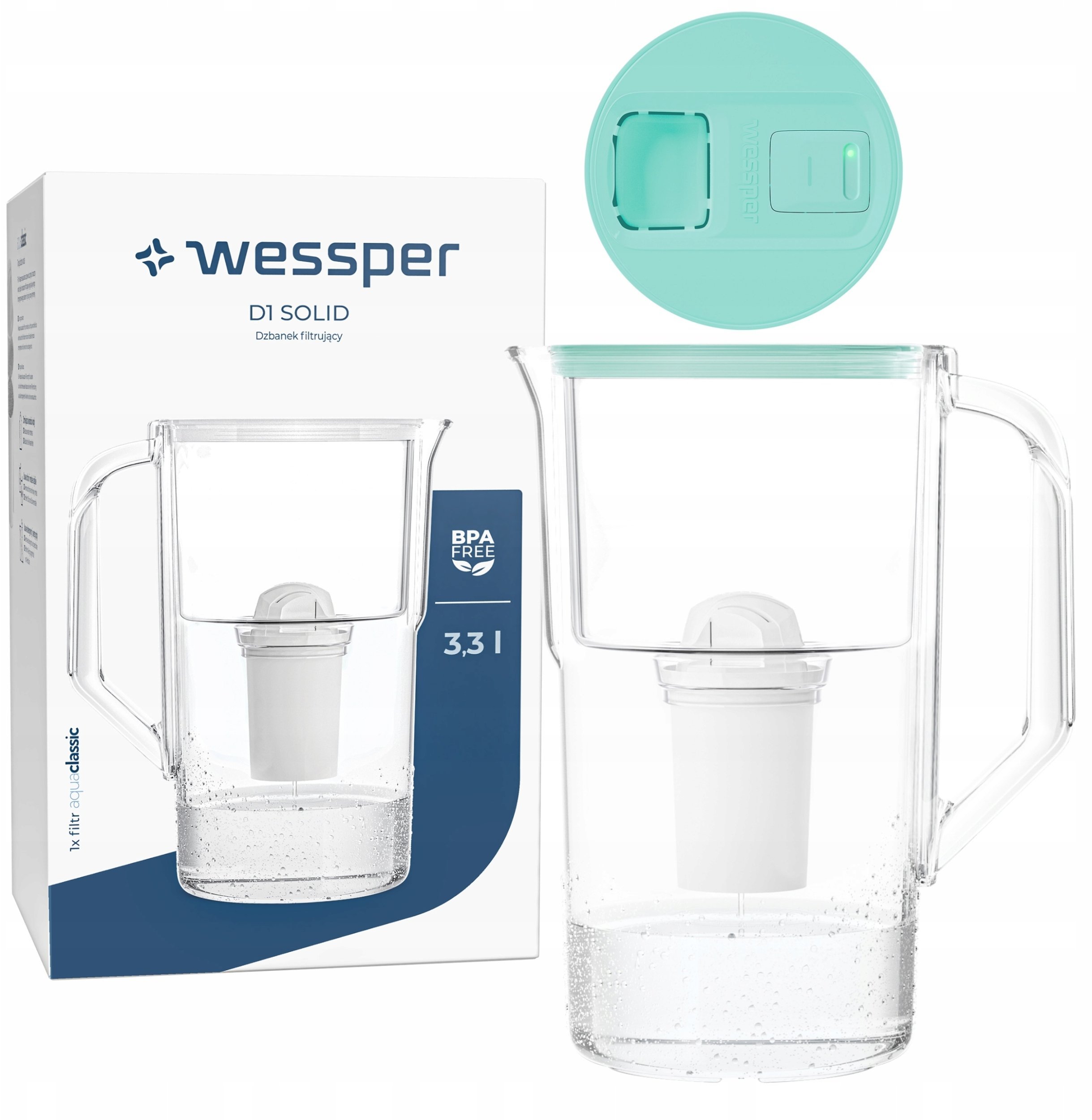 Dzbanek filtrujący Wessper Dzbanek D1 SOLID FutureFlow aquaklasyczny (WES204-FF-MT)