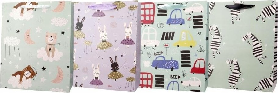 Torba prezentowa 26x32 auta, zebry mix