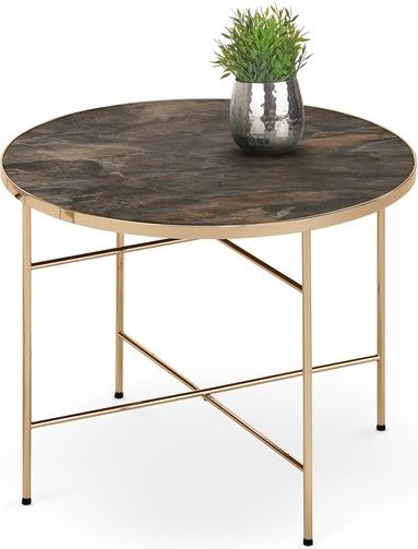 Halmar ISABELLE ława ciemny marmur / champagne