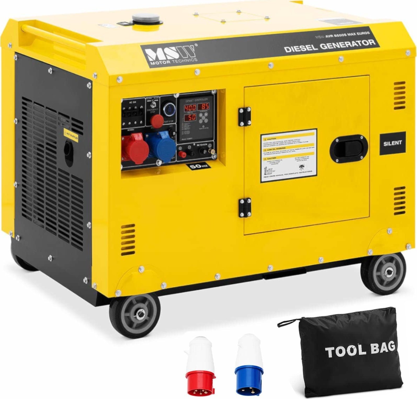 MSW Agregat generator prądotwórczy diesel na kółkach 240/400 V 8500 W 10 kVA 30 l Agregat generator prądotwórczy diesel na kółkach 240/400 V 8500 W 10