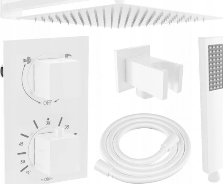 Zestaw prysznicowy Mexen Mexen Cube DR02 zestaw prysznicowy podtynkowy z deszczownica 30 cm, biały - 77502DR0230-20