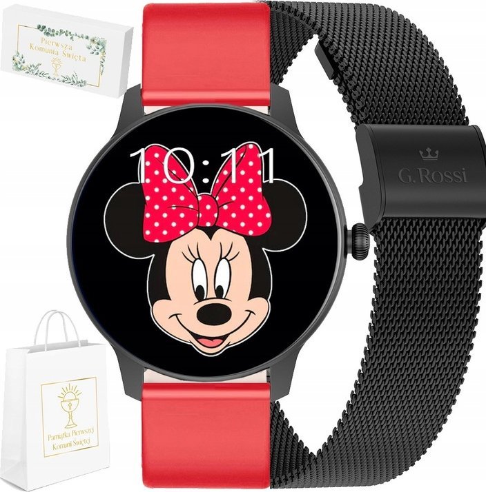 Smartwatch G.Rossi Zegarek SMARTWATCH na Komunię G. Rossi SW020-2 + czerwony pasek silikonowy