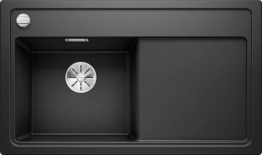 Zlewozmywak Blanco Zenar 45 S Silgranit czarny z korkiem automatycznym InFino, komora z lewej (526034)