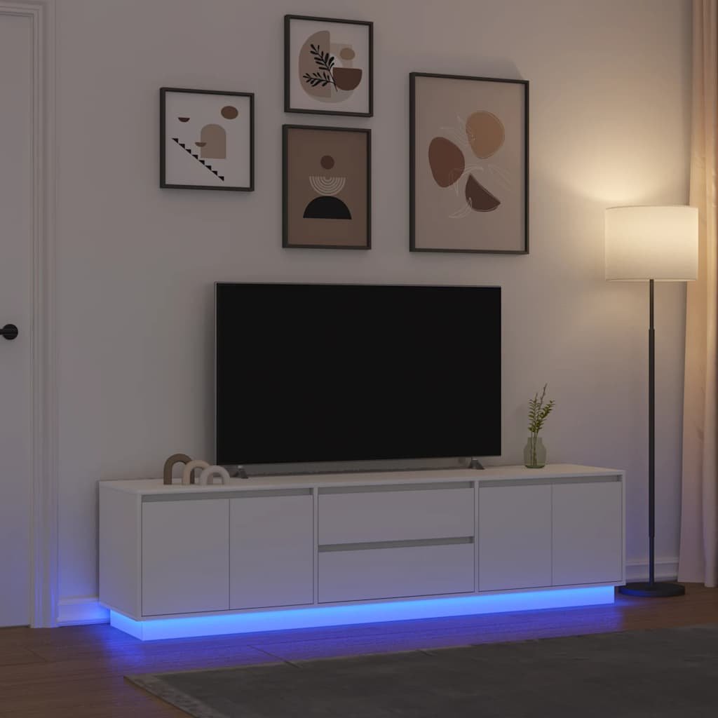 vidaXL Szafka RTV z oświetleniem LED Biała 193,5x41x50 cm
