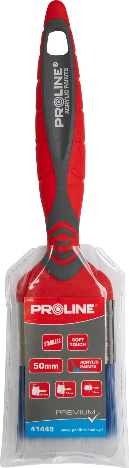 Pro-Line Pędzel płaski premium 20mm,rączka 2k-tpr,ss,akryl,proline