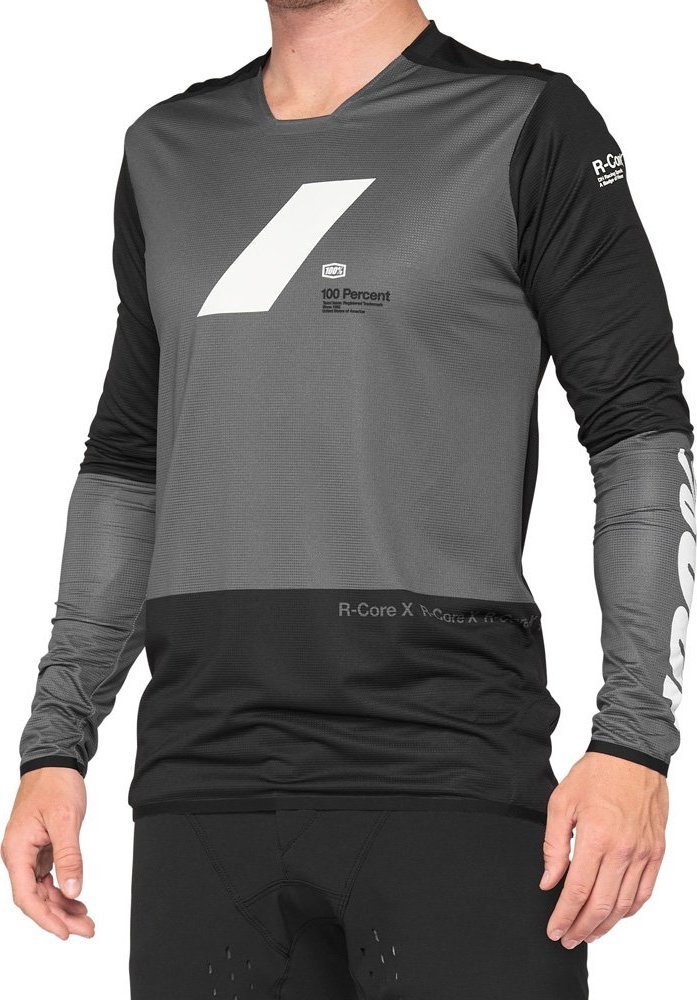 100% Koszulka męska 100% R-CORE X Jersey długi rękaw charcoal black roz. S (NEW 2021)