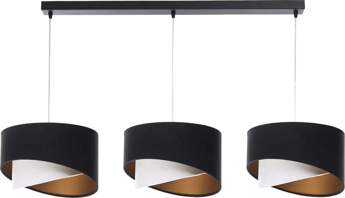 Lampa wisząca Lumes Welurowa lampa wisząca nad stół z czarnym stelażem - S507-Vaxa