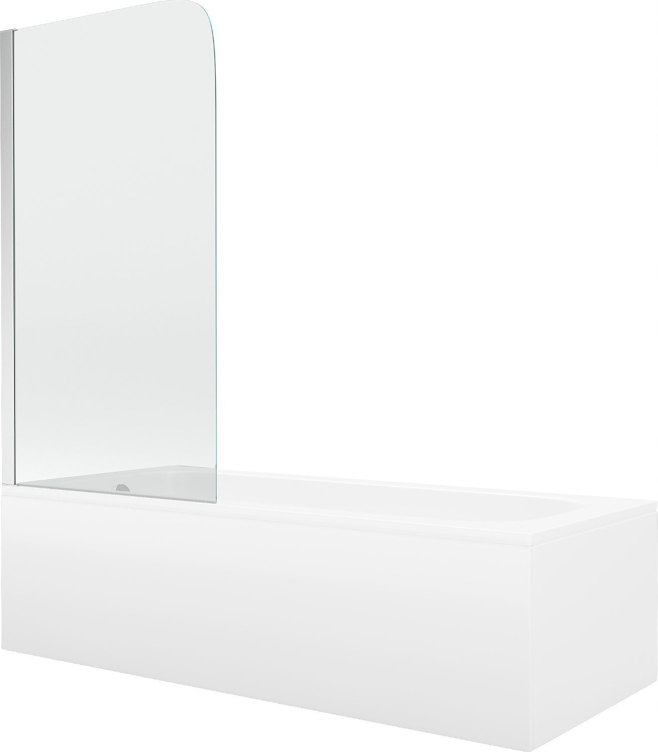 Wanna Mexen Mexen Vega wanna prostokątna 170 x 70 cm z obudową i parawanem 1-skrzydłowym 70 cm, transparent, chrom - 550117070X9007010100