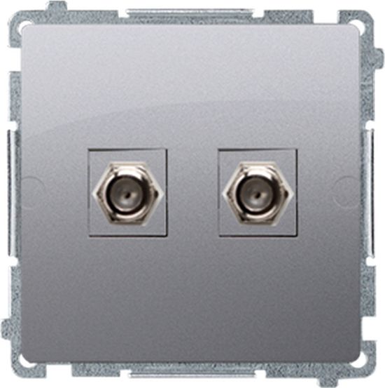 Kontakt-Simon Simon Basic Gniazdo antenowe podwójne typu F stal inox BMAF2.01/21
