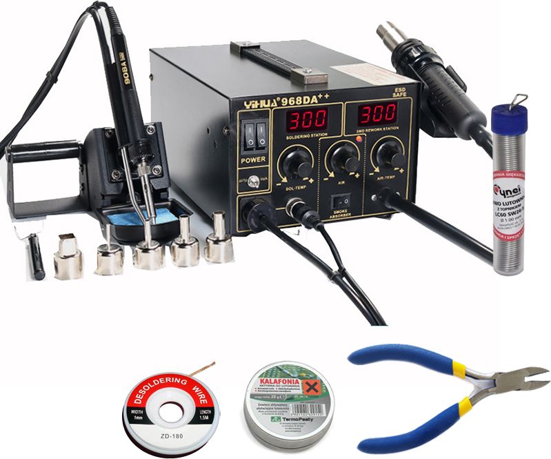 Techrebal Zestaw stacja lutownicza Yihua 968DA++ Nożyczki KIT11