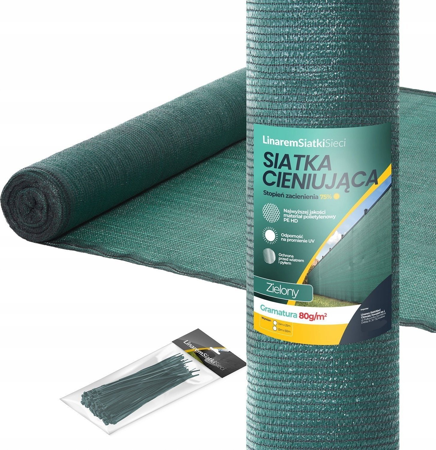 Linarem SiatkiSieci SIATKA CIENIUJĄCA 75% LINAREM SIATKISIECI 80g/m2 1,5x50m