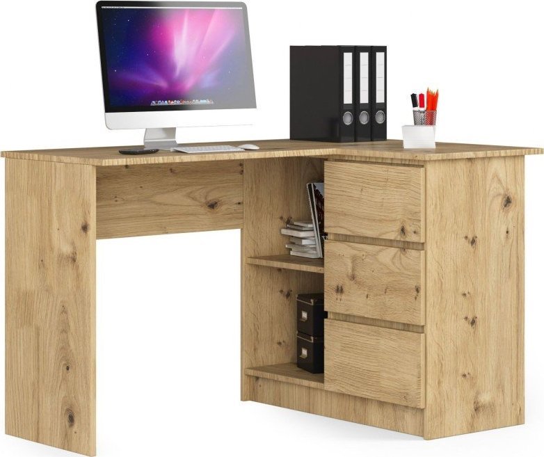 Biurko Fabryka Mebli Akord Biurko narożne B16 124 cm prawe 3 szuflady - dąb artisan