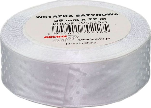 BREWIS Wstążka satynowa BREWIS kropki 25mm WSK25-1 Brewis