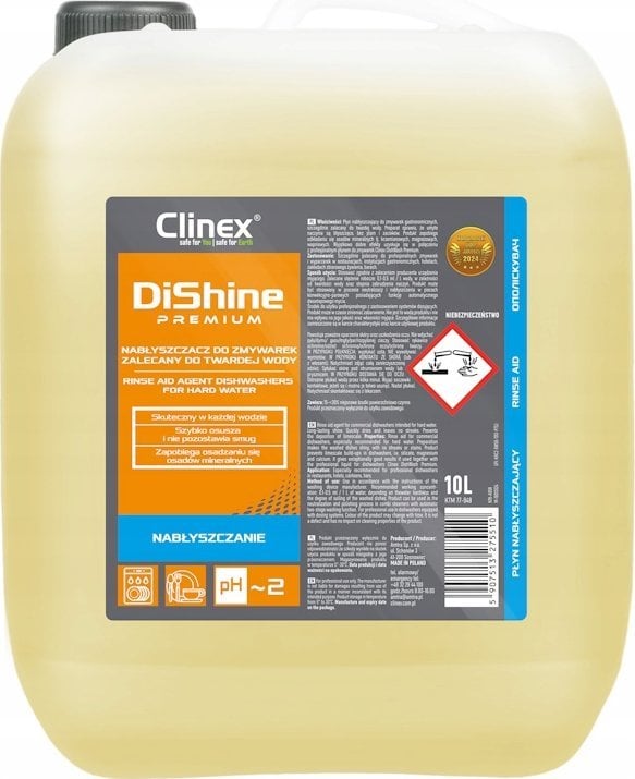 Clinex Clinex DiShine Premium - Płyn nabłyszczający do zmywarek - 10 l
