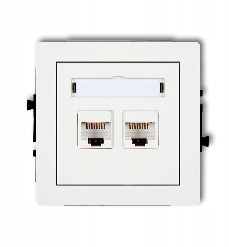 DECO Mechanizm gniazda komputerowego podwójnego 2xRJ45, kat. 5e, 8-stykowy, biały mat 25DGK-2