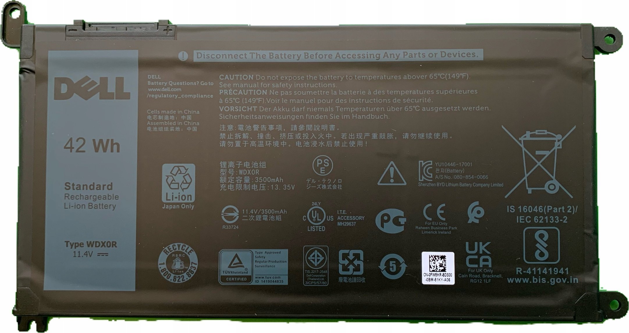 Bateria Dell Battery, 42WHR, 3 Cell,
