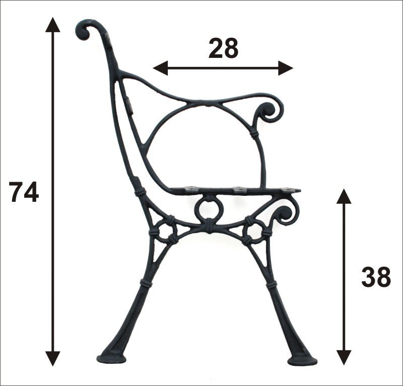Noga duża do ławki z oparciem bocznym 5 desek