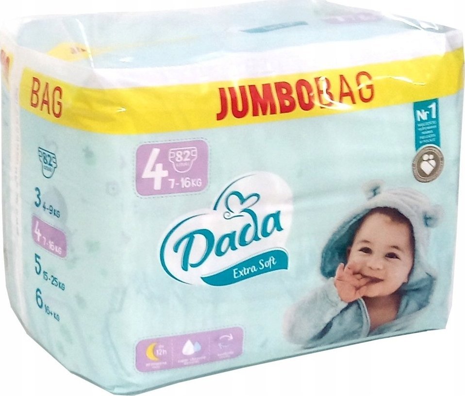 Dada Pieluchy Extra Soft 4 JumboBag 4, 7-16 kg, 82 szt.