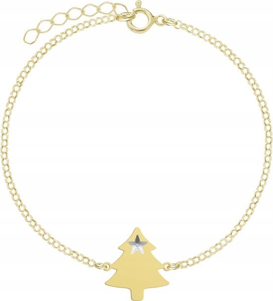 Radziszewska Jewellery Złota Bransoletka z Choinką Święta 925 Prezent na Mikołaja ŻYCZENIA GRATIS