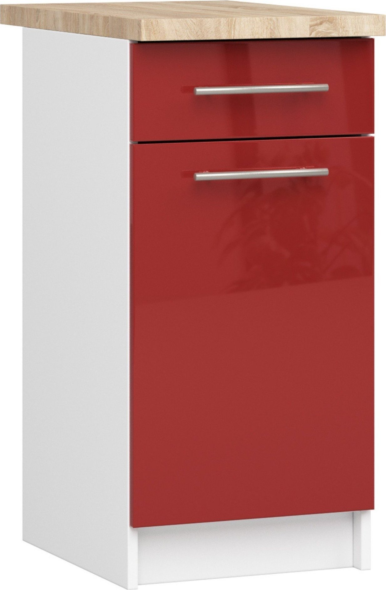 Fabryka Mebli Akord SZAFKA KUCHENNA OLIWIA S 40cm 1D 1S + BLAT BIAŁA / CZERWONY POŁYSK