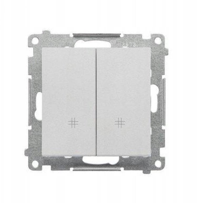 Kontakt-Simon Podwójny łącznik krzyżowy (moduł) 10 AX, 250 V~, szybkozłącze matowe aluminium TW7/2.01/143