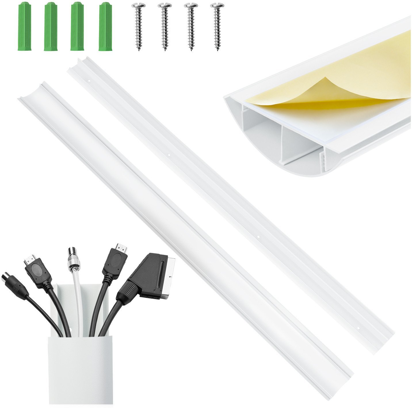 Aluminiowa listwa maskująca do kabli Maclean, 62x20x750mm, biała, MC-814 W