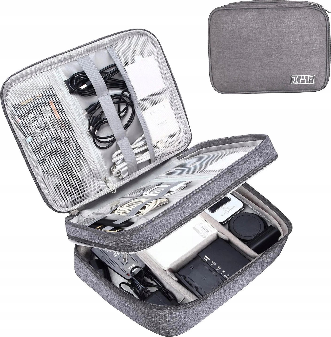 Organizer Hello Case ORGANIZER TORBA PODRÓŻNA NA KABLE ŁADOWARKI ELEKTRONIKĘ ETUI SZARY