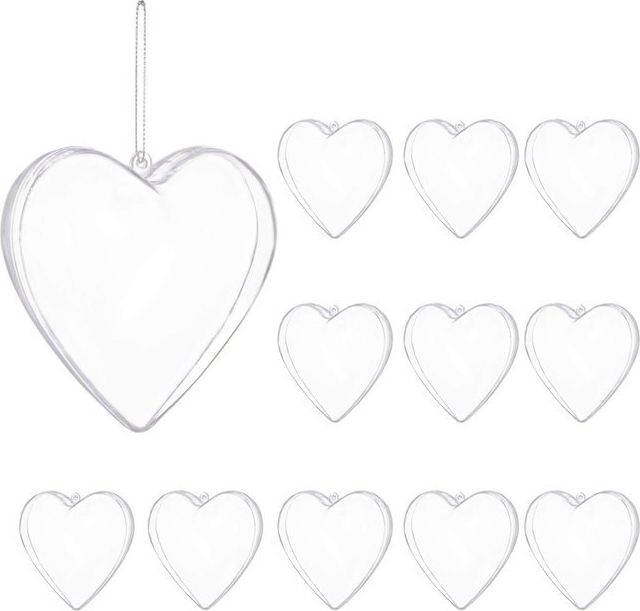 Springos Bombki akrylowe 12cm serce plastikowe decoupage zestaw 12 szt. UNIWERSALNY