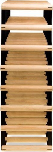 Wamar-Sosenka Regał na wino Stojak na 35 Butelek Szklanych/ PET RW-8/ 5x7 Surowy Naturalny Metal + Drewno RW-8-5x7-35