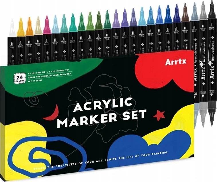 ARRTX Akriliniai markeriai - flomasteriai ARRTX, 24 spalvų