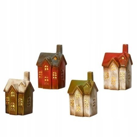 Figurka świąteczna Domek ceramiczny LED 10x16,5cm 1szt