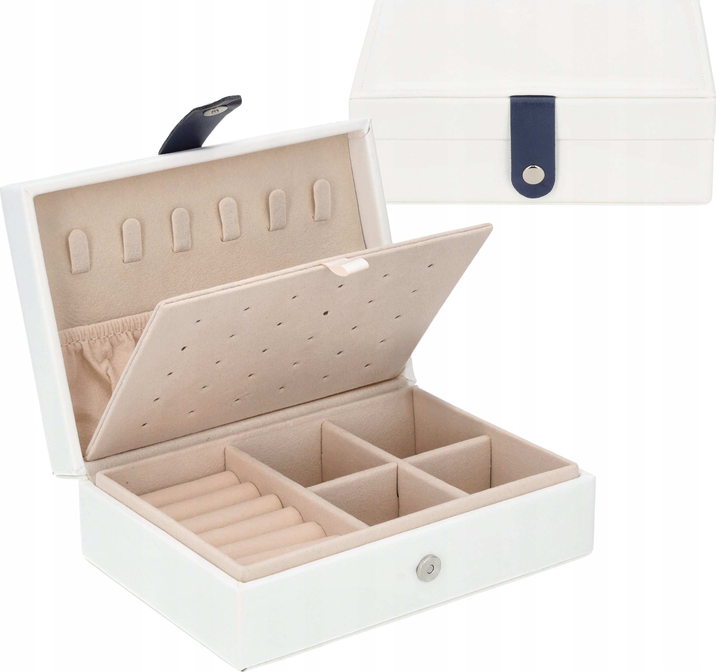 SZKATUŁKA PUDEŁKO POJEMNIK NA BIŻUTERIĘ KUFER ORGANIZER EKSPOZYTOR BIAŁA F5