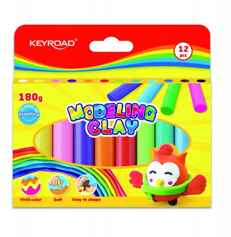 Plastelina KEYROAD, 12x15g, pudełko, mix kolorów
