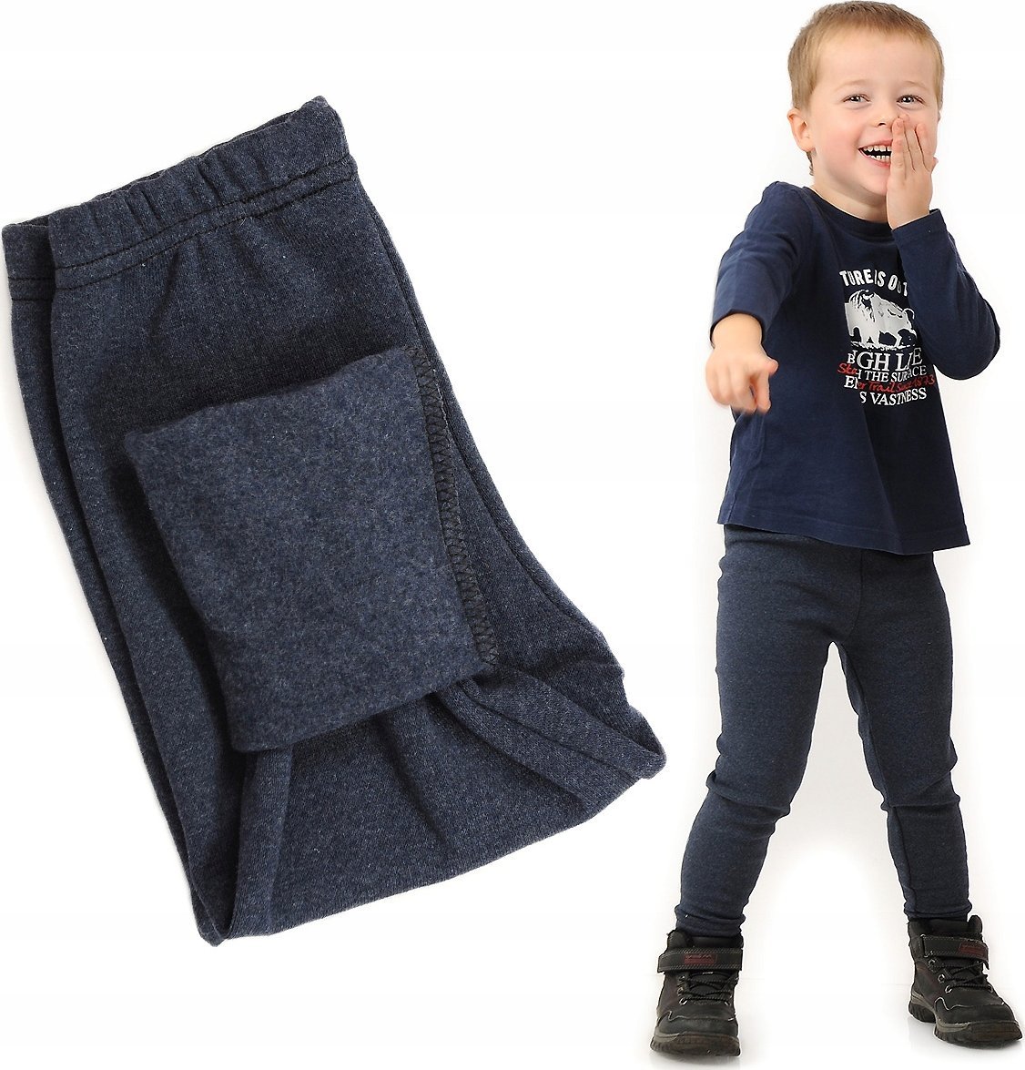 Ocieplane Getry chłopięce Długie legginsy Spodnie JEANS 122