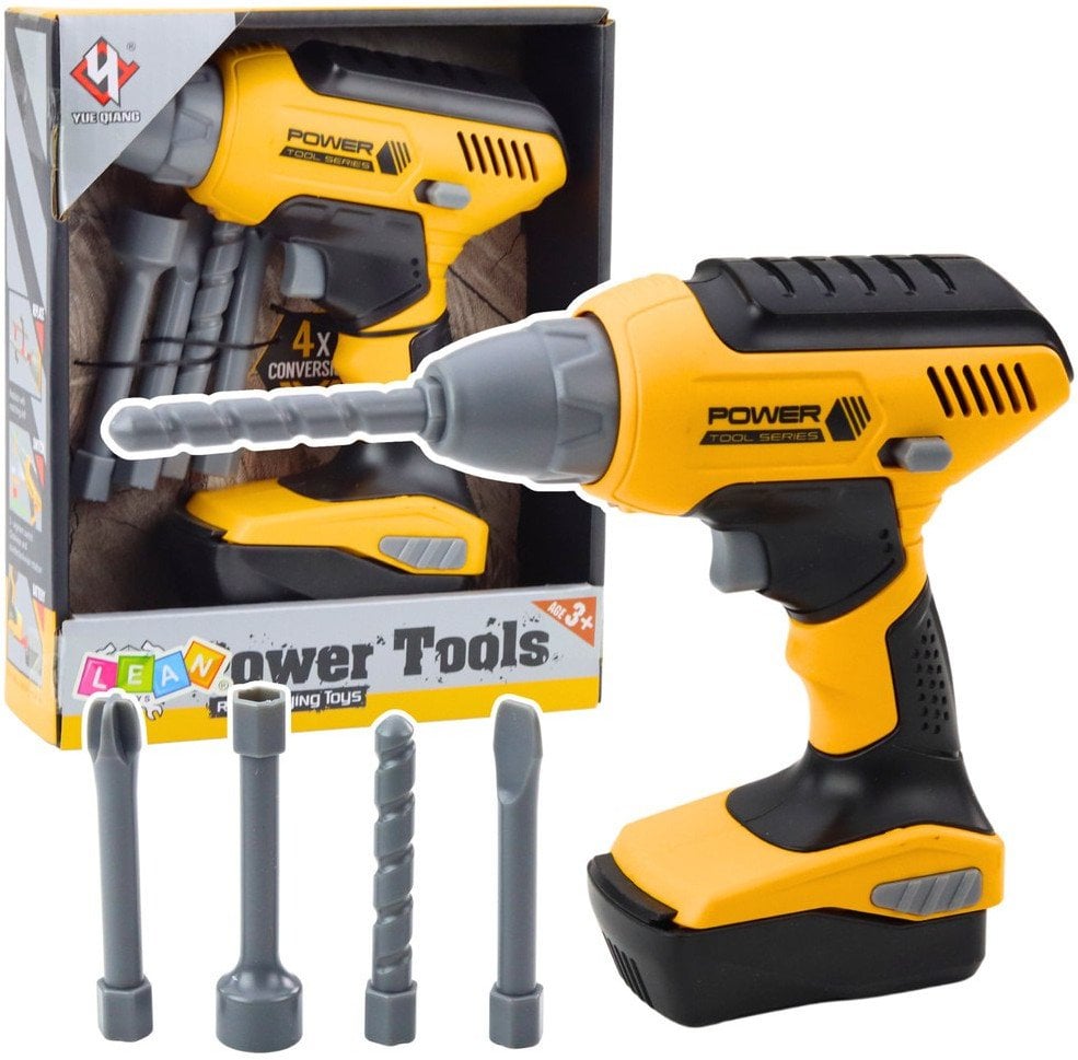 Wiertarka Wkrętarka Na Baterie 4 Wymienne Końcówki Światło LED LEAN Toys