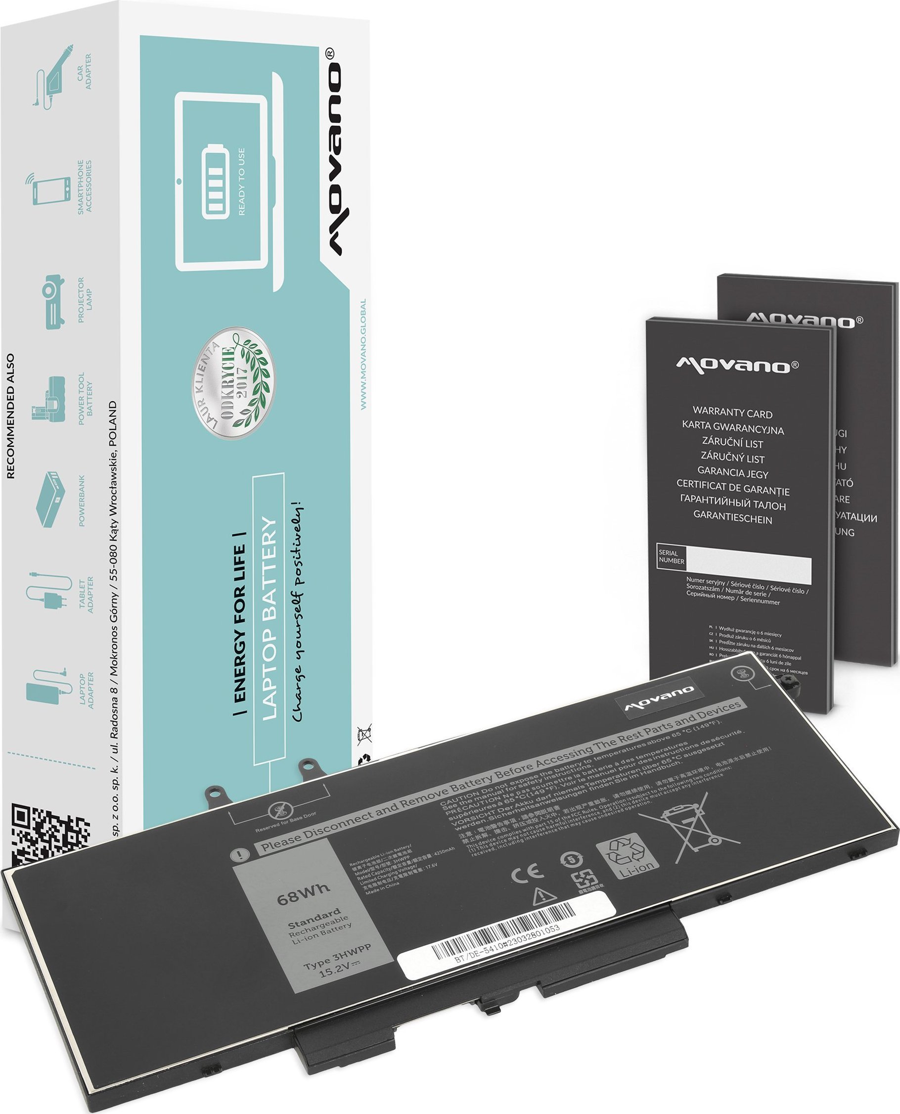 Bateria Movano Bateria 3HWPP do Dell Latitude 5401 5410 5501 5510