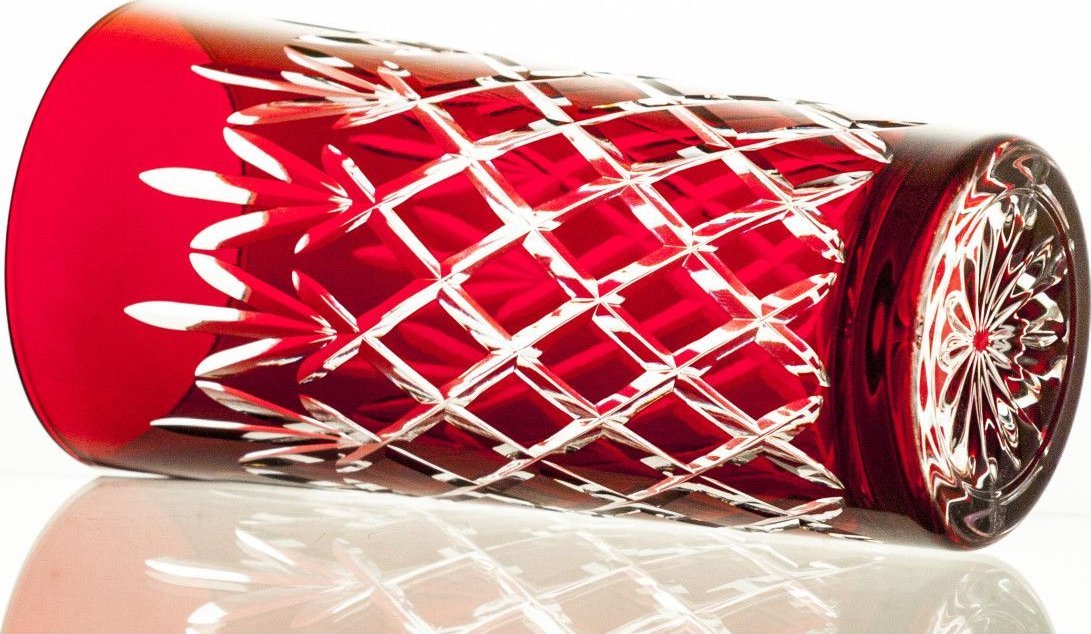 Crystal Julia Crystal Julia Szklanki kryształowe wysokie do soku 6 sztuk rubin Ananas