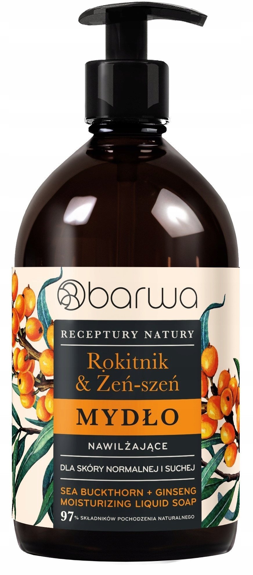 BARWA Receptury Natury Mydło w płynie nawilżające - Rokitnik & Żeń-Szeń