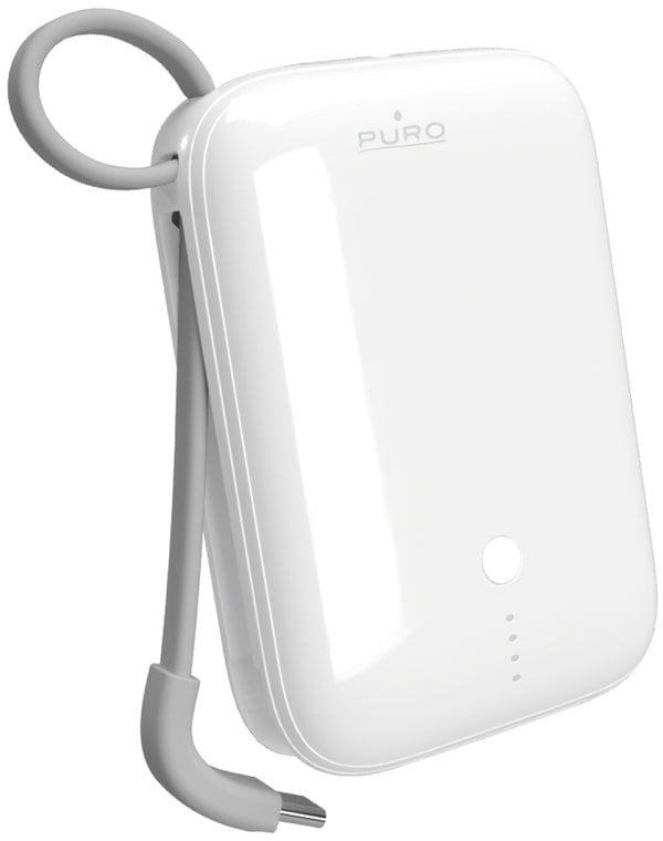 Powerbank Puro Power Link 10 Plus 10000 mAh z wbudowanym kablem USB-C – biały