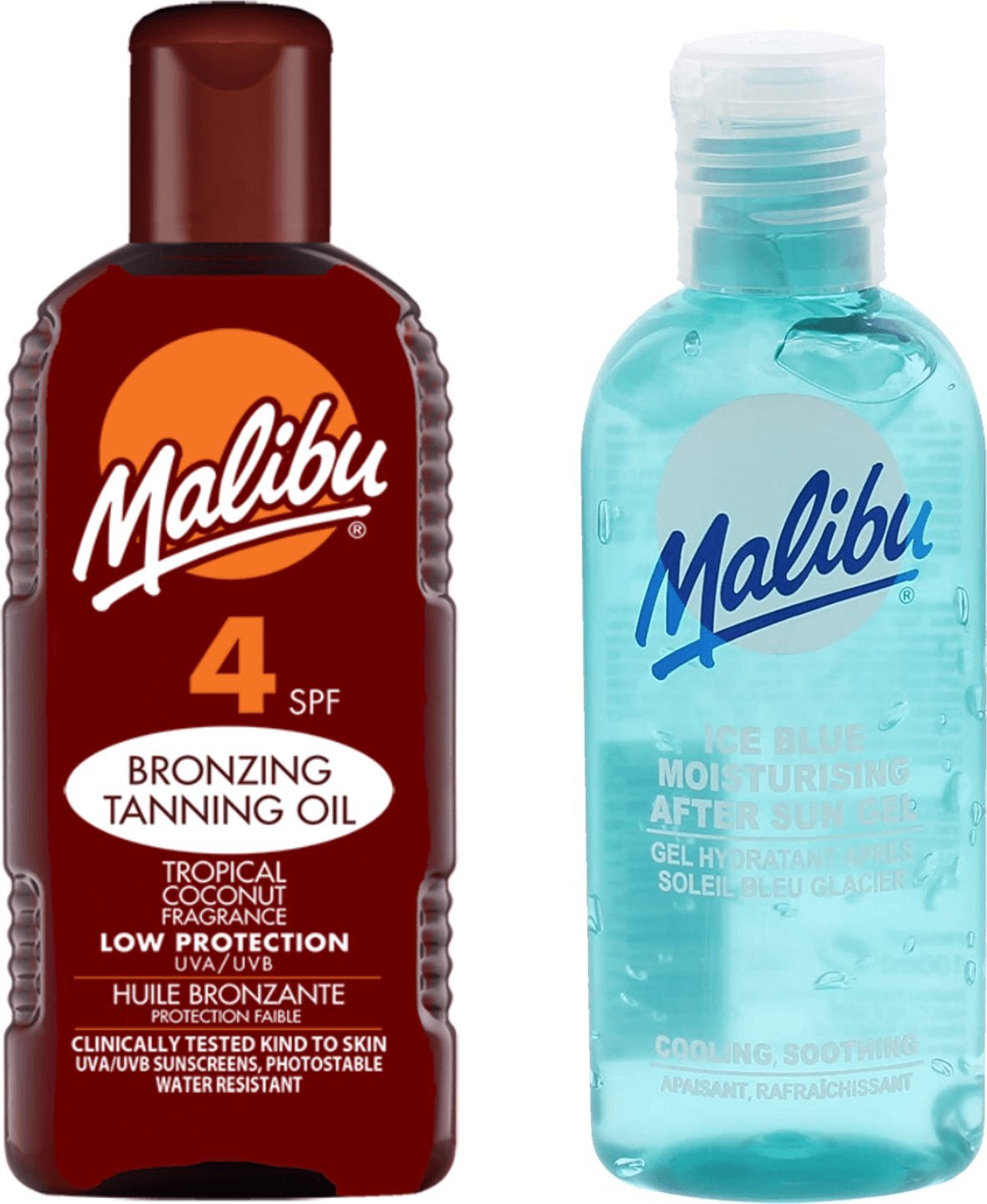 Malibu Malibu Olejek Do Opalania SPF4 200ml + Żel Po Opalaniu 100ml