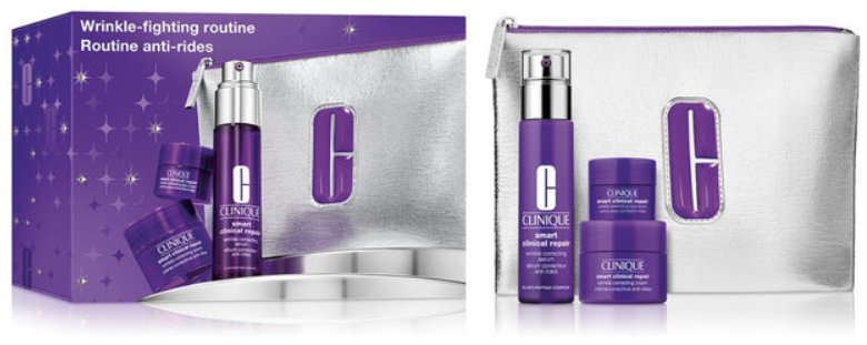 CLINIQUE Wrinkle Fighting Routine Smart Clinical Repair Wrinkle Correcting serum do twarzy 30ml + krem do twarzy 15ml + krem pod oczy 5ml + kosmetyczk